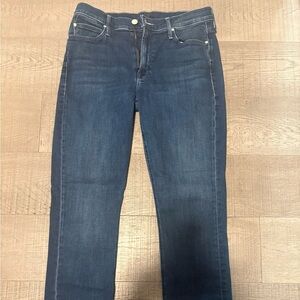 MOTHER Skinny Jeans in Dark Blue Wash